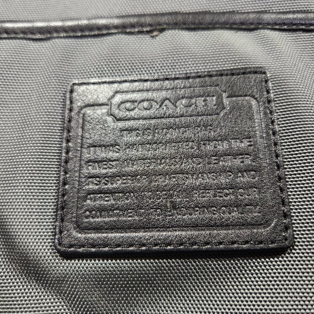 Large 24" COACH duffle travel cabin carryon gym bag nylon and leather with strap - Picture 11 of 14